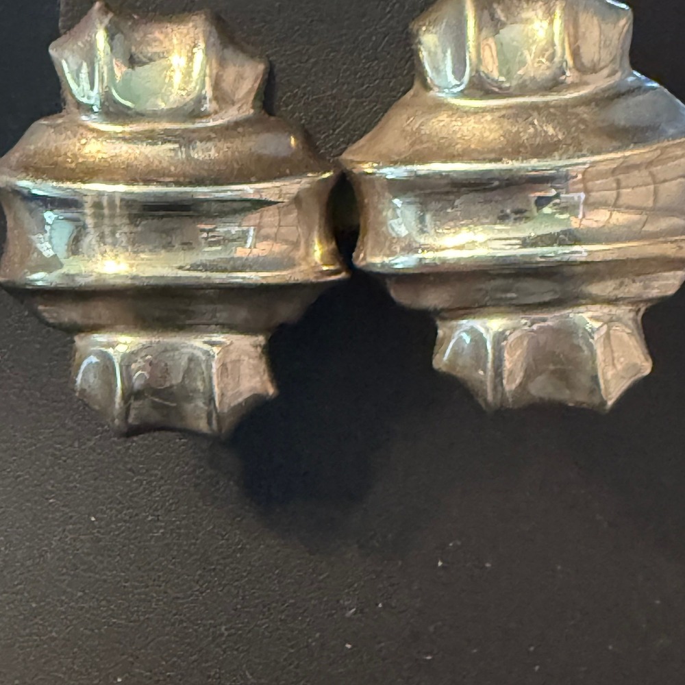 Vintage Modernist Chunky Mexico 925 Sterling SIlver Clip-on Earrings 17g